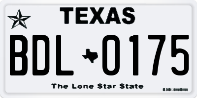 TX license plate BDL0175