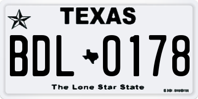 TX license plate BDL0178