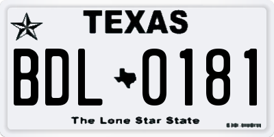 TX license plate BDL0181