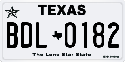 TX license plate BDL0182
