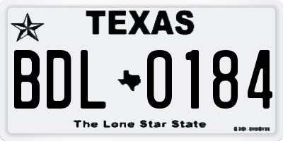TX license plate BDL0184