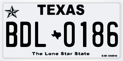 TX license plate BDL0186
