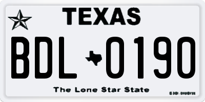 TX license plate BDL0190