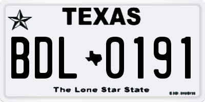 TX license plate BDL0191