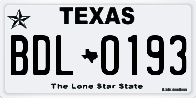 TX license plate BDL0193
