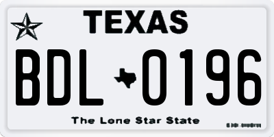 TX license plate BDL0196