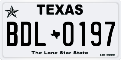 TX license plate BDL0197
