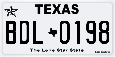 TX license plate BDL0198