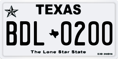 TX license plate BDL0200