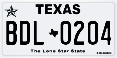 TX license plate BDL0204