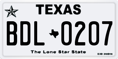 TX license plate BDL0207