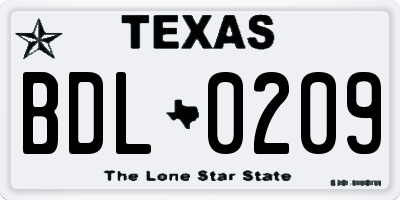 TX license plate BDL0209