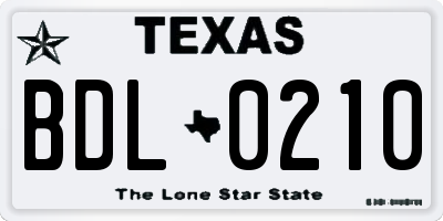 TX license plate BDL0210