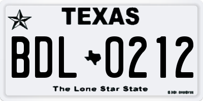 TX license plate BDL0212