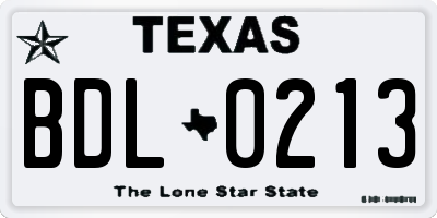 TX license plate BDL0213