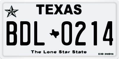 TX license plate BDL0214