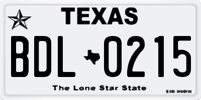 TX license plate BDL0215