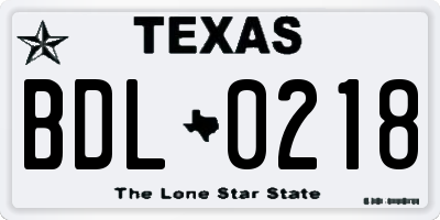 TX license plate BDL0218