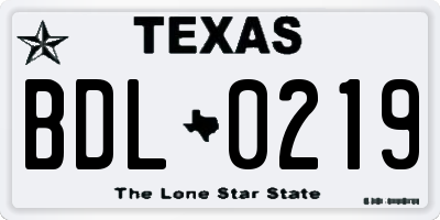 TX license plate BDL0219