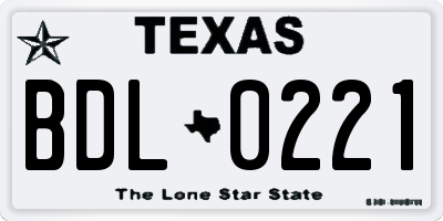 TX license plate BDL0221