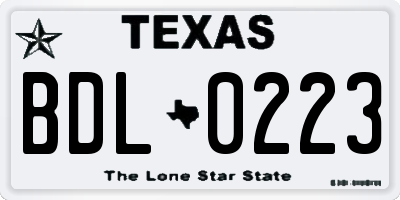 TX license plate BDL0223