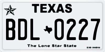 TX license plate BDL0227