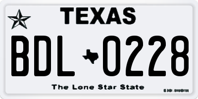 TX license plate BDL0228
