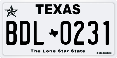 TX license plate BDL0231
