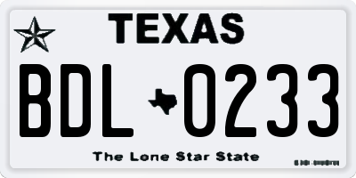 TX license plate BDL0233