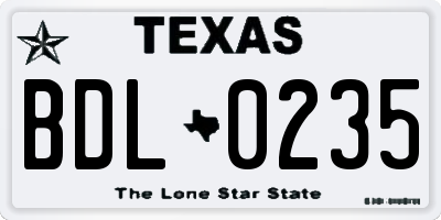 TX license plate BDL0235
