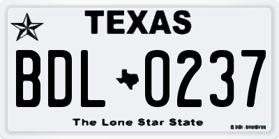 TX license plate BDL0237