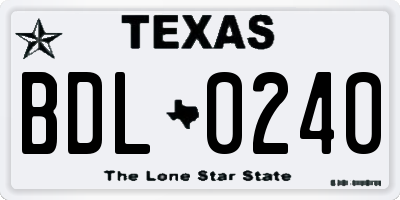 TX license plate BDL0240