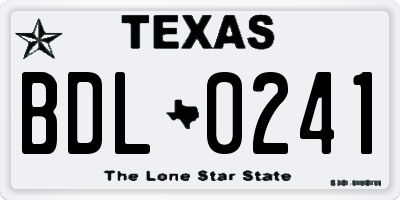 TX license plate BDL0241