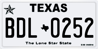 TX license plate BDL0252