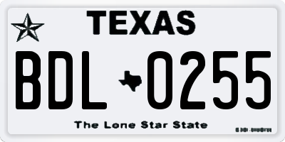 TX license plate BDL0255