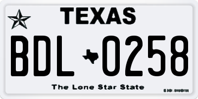TX license plate BDL0258