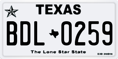 TX license plate BDL0259