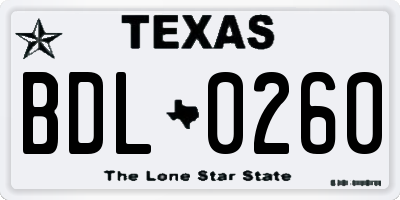 TX license plate BDL0260