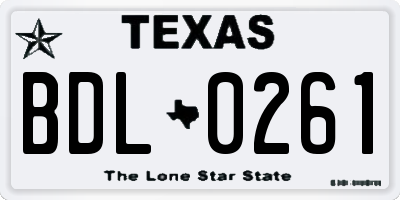 TX license plate BDL0261