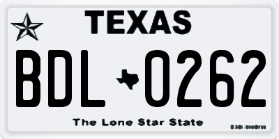 TX license plate BDL0262