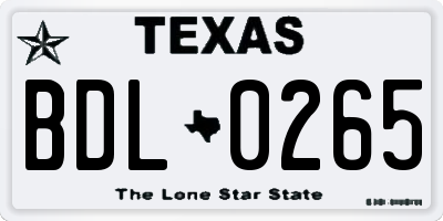 TX license plate BDL0265
