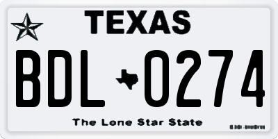 TX license plate BDL0274