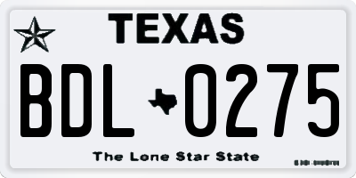 TX license plate BDL0275