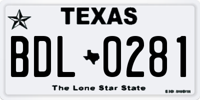TX license plate BDL0281