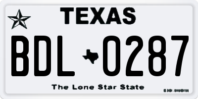 TX license plate BDL0287