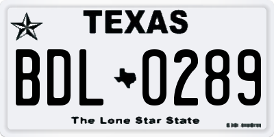 TX license plate BDL0289