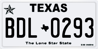 TX license plate BDL0293