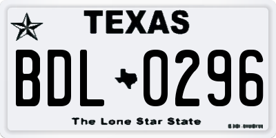 TX license plate BDL0296