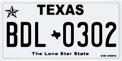 TX license plate BDL0302