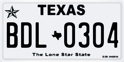 TX license plate BDL0304